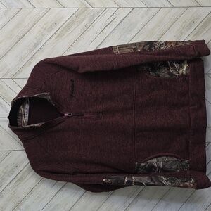 Huntworth Brand Maroon And Camo Quarter Zip Size Small